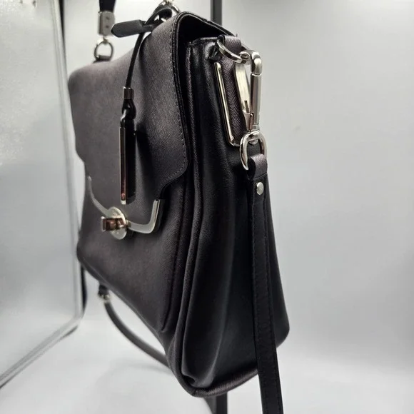 NEW COACH Madison Sadie Flap Saffiano Leather Satchel Gray Metallic + Red F26274 - Picture 13 of 16